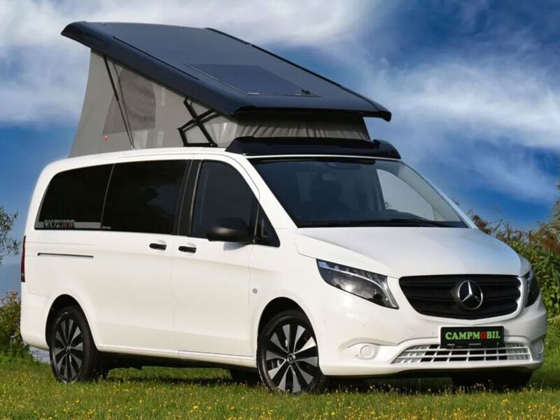 Familien- Transport von Mercedes-Benz Vito mit Aufstelldach zum Übernachten beim Camping